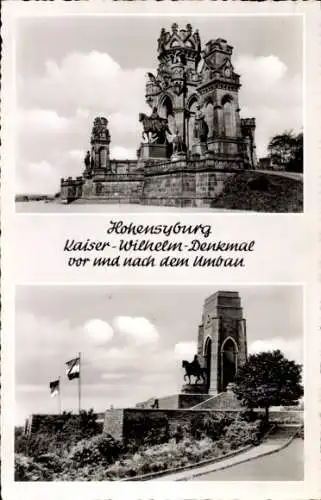 Ak Syburg Dortmund, Hohensyburg, Kaiser-Wilhelm-Denkmal vor und nach Umbau