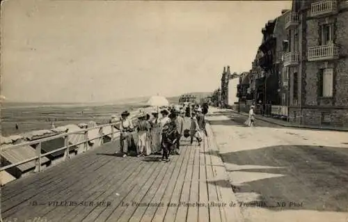 Ak Villers sur Mer Calvados, Promenade de Planches, Route de Trouville