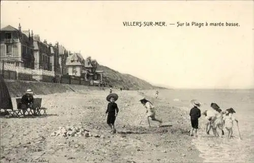 Ak Villers sur Mer Calvados, Sur la Plage a maree basse