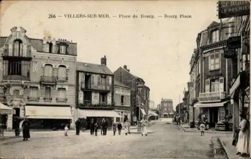 Ak Villers sur Mer Calvados, Place du Bourg