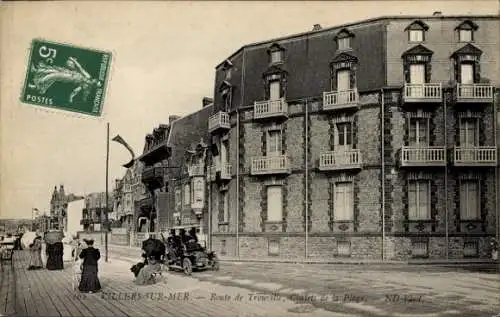 Ak Villers sur Mer Calvados, Route de Trouville, Chalets de la Plage