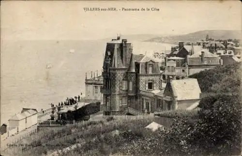 Ak Villers sur Mer Calvados, Panorama de la Cote