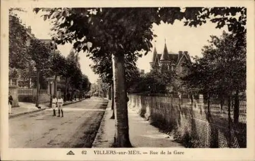 Ak Villers sur Mer Calvados, Rue de la Gare