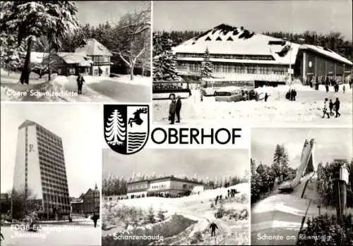 Ak Oberhof im Thüringer Wald, Schanzenbaude, Schanze am Rennsteig, Obere Schweizerhütte, Oberer Hof