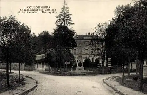 Ak Coulommiers Seine et Marne, Monument des Veterans, Carrefour Montapeine