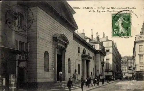 Ak Paris IX, Kirche Saint-Louis d’Antin, Lycée Condorcet