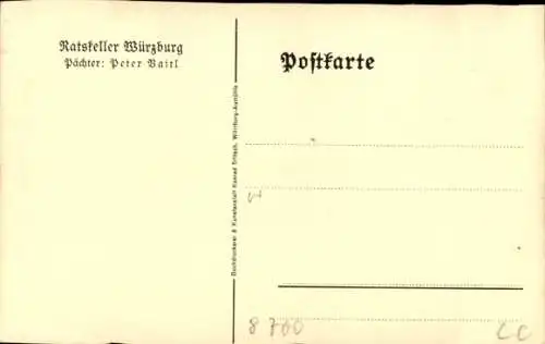 Ak Würzburg am Main Unterfranken, Ratskeller, Rathaus, Vorderansicht