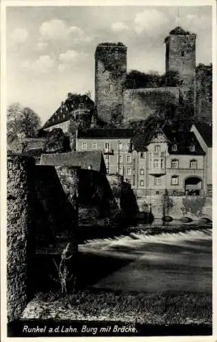 Ak Runkel an der Lahn, Burg, Brücke