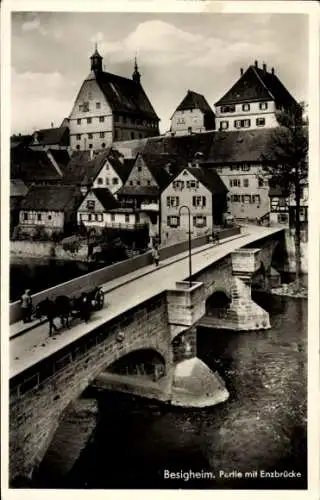 Ak Besigheim in Württemberg, Teilansicht, Enzbrücke