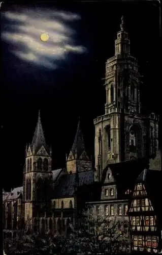 Ak Heilbronn am Neckar, Kilianskirche, Nacht