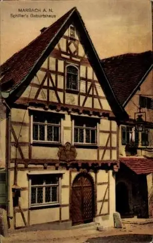 Ak Marbach am Neckar, Schillers Geburtshaus, Fachwerk