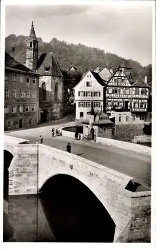 Ak Schwäbisch Hall in Württemberg, Rittersbrücke, Fachwerkhäuser