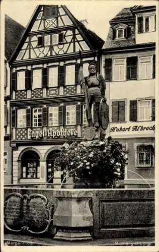 Ak Bad Mergentheim in Tauberfranken, Michling Brunnen, Engel Apotheke