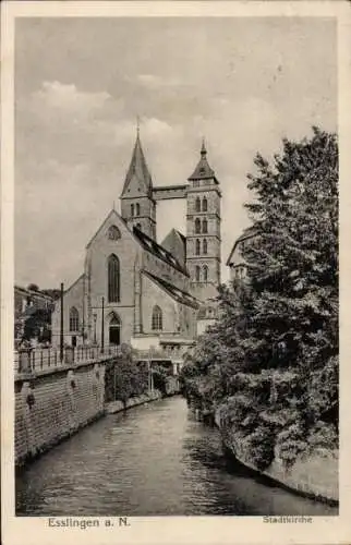 Ak Esslingen am Neckar, Stadtkirche, Kanal