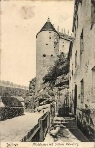 Ak Bautzen in der Oberlausitz, Mühlstraße mit Schloss Ortenburg