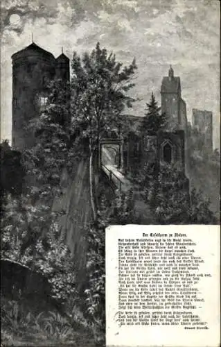 Ak Stolpen in Sachsen, Burg, Eingang, Gedicht Der Coselturm