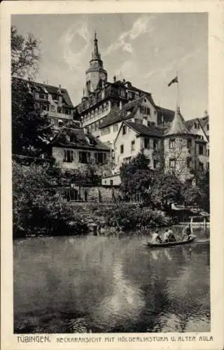 Ak Tübingen, Neckaransicht mit Hölderlinsturm, Alte Aula