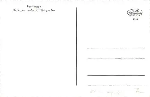 Ak Reutlingen in Württemberg, Katharinenstraße mit Tübinger Tor, Geschäfte