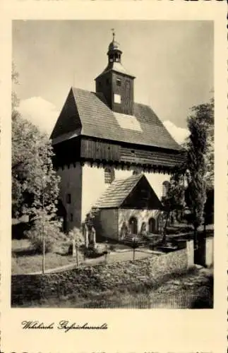 Ak Großrückerswalde Sachsen, Wehrkirche, Holzdach