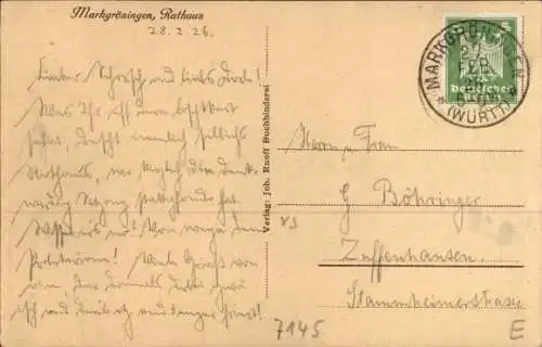 Ak Markgröningen in Württemberg, Rathaus, Fachwerk