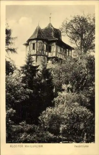 Ak Maulbronn im Schwarzwald, Kloster Maulbronn, Faustturm, Fachwerk