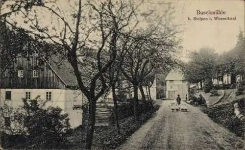 Ak Buschmühle Stolpen Sachsen, Dorfpartie