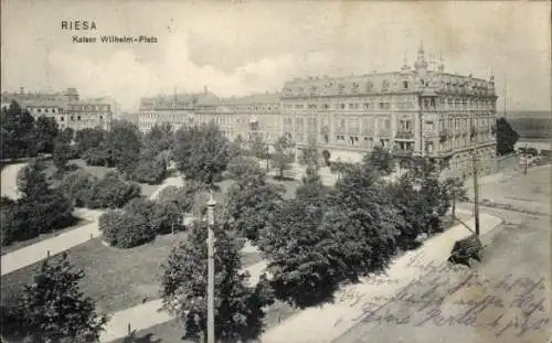 Ak Riesa an der Elbe Sachsen, Kaiser Wilhelm Platz