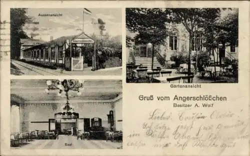 Ak Magdeburg an der Elbe, Angerschlösschen, Garten, Saal