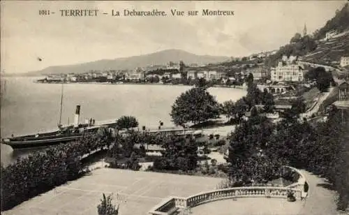 Ak Territoire Montreux Kt. Waadt, Debarcadere, Ansicht von Montreux