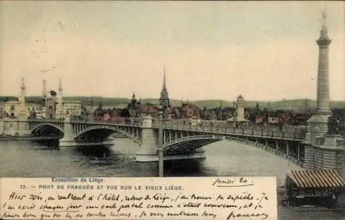 CPA Liège Lüttich Wallonien, pont de fragnée et vue sur le vieux ville