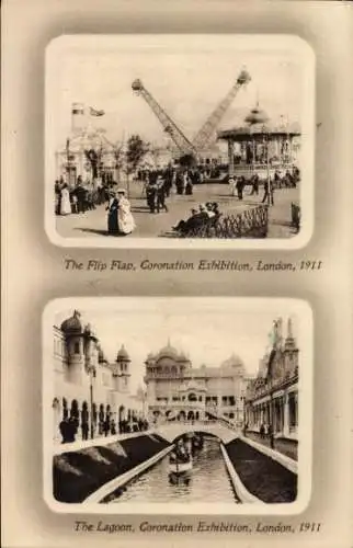 Ak London City England, Franco-Britische Ausstellung 1911, Flip Flap, Die Lagune