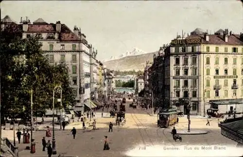 Ak Stadt Genf Schweiz, Rue du Mont Blanc, Hotel Suisse