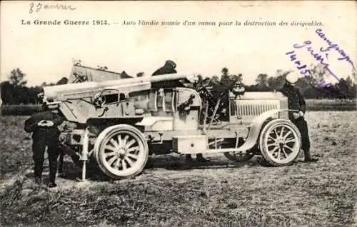 Ak Auto blindée munie d'un canon pour la destruction des dirigeables, Geschütz zur Zeppelinabwehr