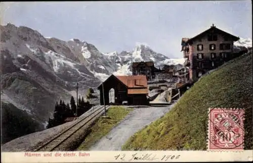 Ak Mürren Kanton Bern Schweiz, Blick vom Bahnhof