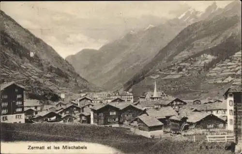 Ak Zermatt Kanton Wallis, Totale mit Mischabels