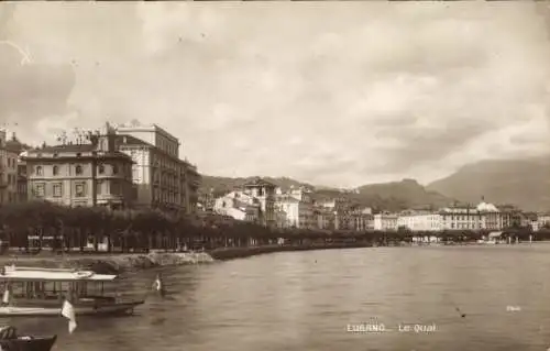 Ak Lugano Kanton Tessin Schweiz, Quai, Teilansicht