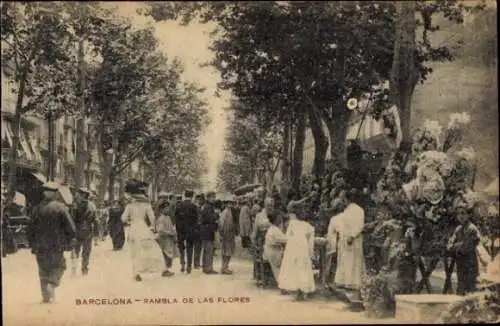 Ak Barcelona Katalonien Spanien, Rambla de las Flores