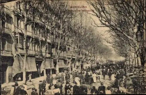 Ak Barcelona Katalonien Spanien, Rambla de Estudios