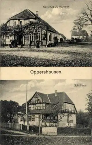 Ak Oppershausen Wienhausen Niedersachsen, Gutskrug A. Kamann, Schulhaus