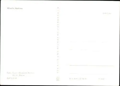 Ak Sängerin Mireille Mathieu, Portrait, Weißer Hut, Spatz von Avignon, Autogramm