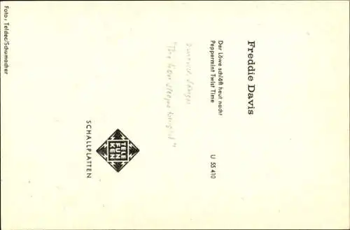 Ak Schauspieler Freddie Davis, Portrait, Autogramm