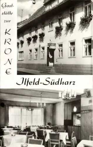 Ak Ilfeld Harztor Kreis Nordhausen Thüringen, Gaststätte zur Krone, Feriendienst der Gewerkschaften