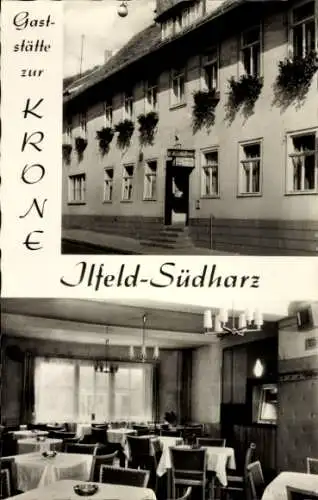 Ak Ilfeld Harztor Kreis Nordhausen Thüringen, Gaststätte zur Krone, Feriendienst der Gewerkschaften