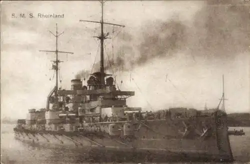 Ak Deutsches Kriegsschiff, SMS Rheinland, Großlinienschiff, Kaiserliche Marine