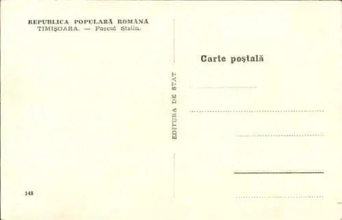 Ak Timișoara Temesvár Temeswar Rumänien, Parcul Stalin