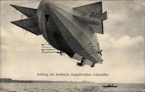 Ak Lenkbares Zeppelin'sches Luftschiff im Aufstieg über dem Bodensee