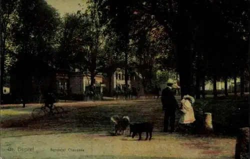 Ak Hamburg Groß Borstel, Borsteler Chaussee, Spaziergänger