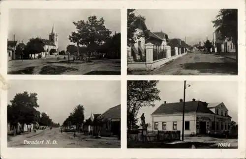 Ak Parndorf Niederösterreich, Kirche, Geschäft Illenschitz