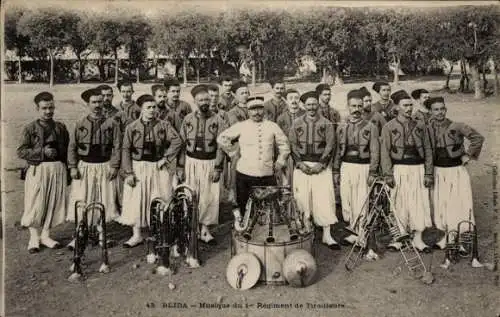 Ak Blida Algerian, Musik des 1. Tirailleurs-Regiments