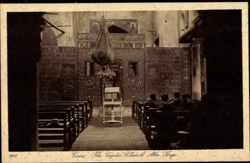 Ak Cairo Kairo Ägypten, The Coptic Church Abu Serge, Innenansicht der Kirche